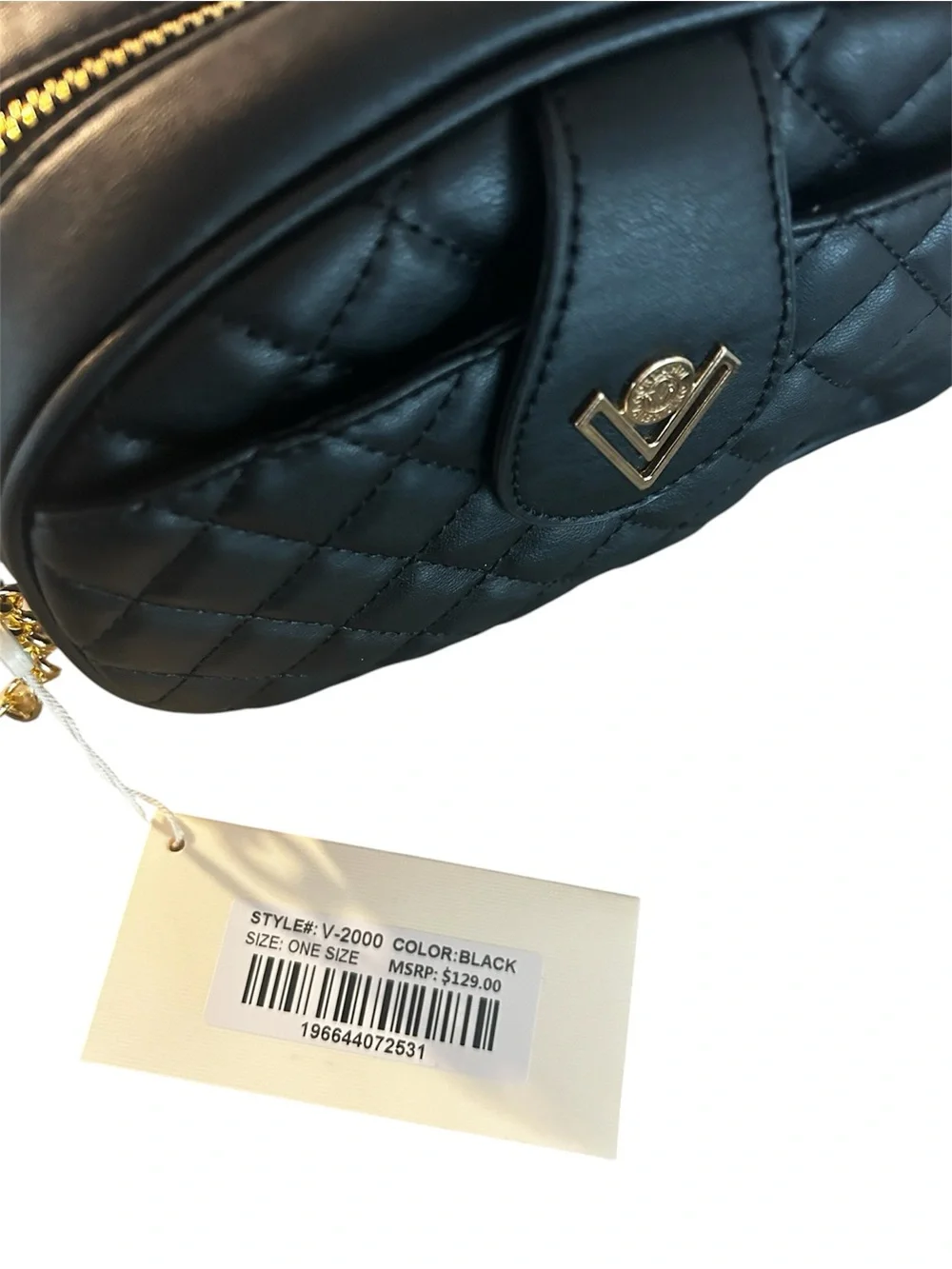 Valentino Orlandi Black Quilted Crossbody with Gold Hardware